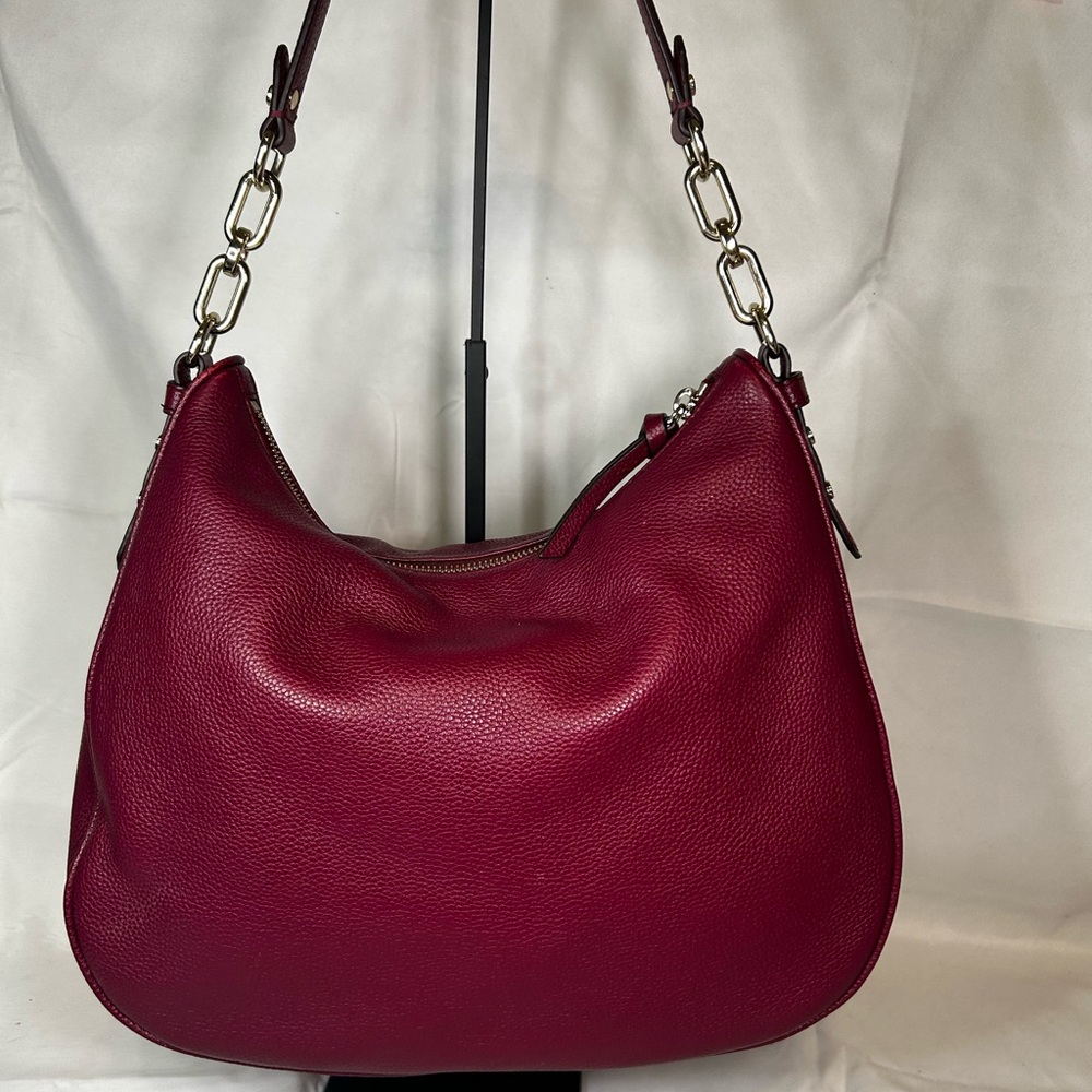 🎄🎄Kate Spade Burgundy Leather Hobo Shoulder Bag - Picture 4 of 8